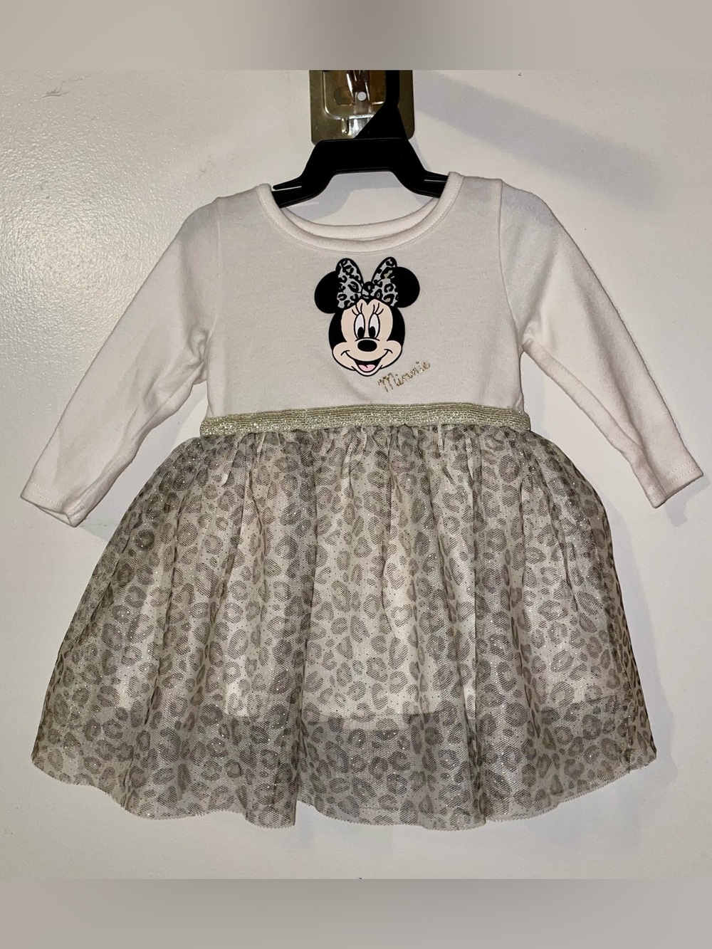 Disney Minnie Mouse Leopard Tulle Onesie Dress